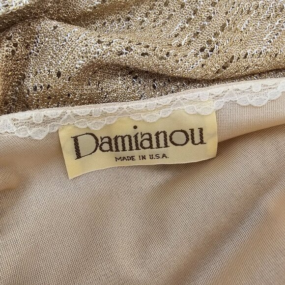 Damianou Vintage Gold Metallic Knit Dress M/L USA - Picture 6 of 12